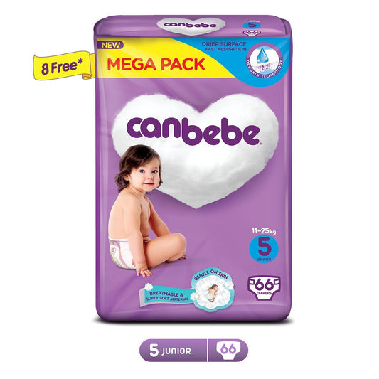 Canbebe Baby Diapers Junior Size 5 (11-25Kg) 66 Piece Pack