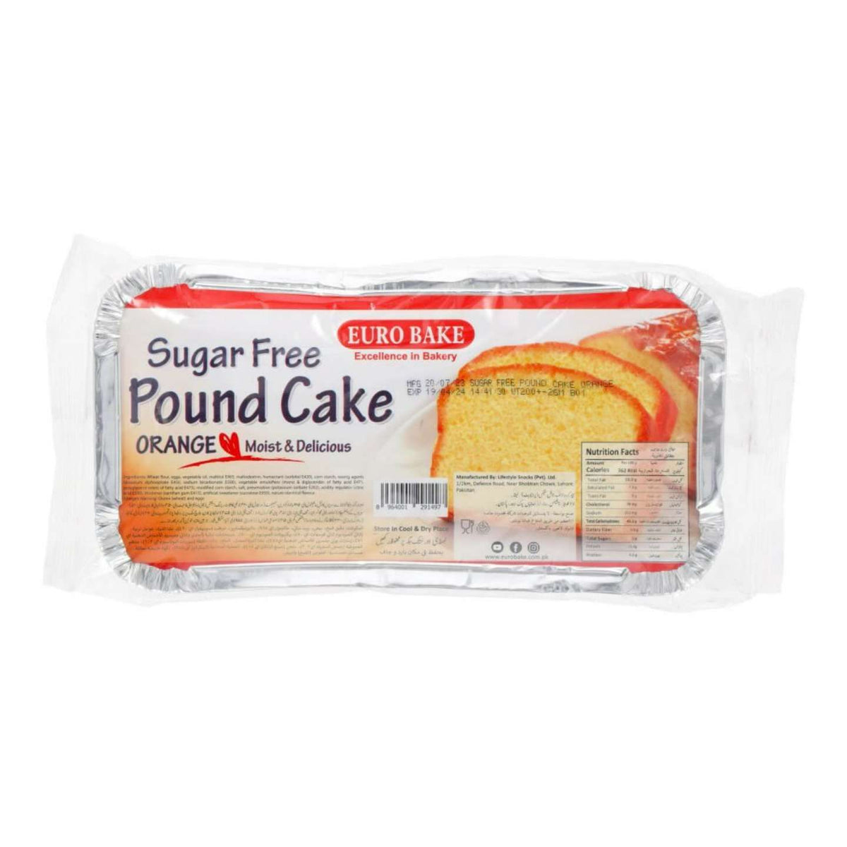 Euro Bake Sugar Free Pound Cake Orange Moist & Delicious 202g