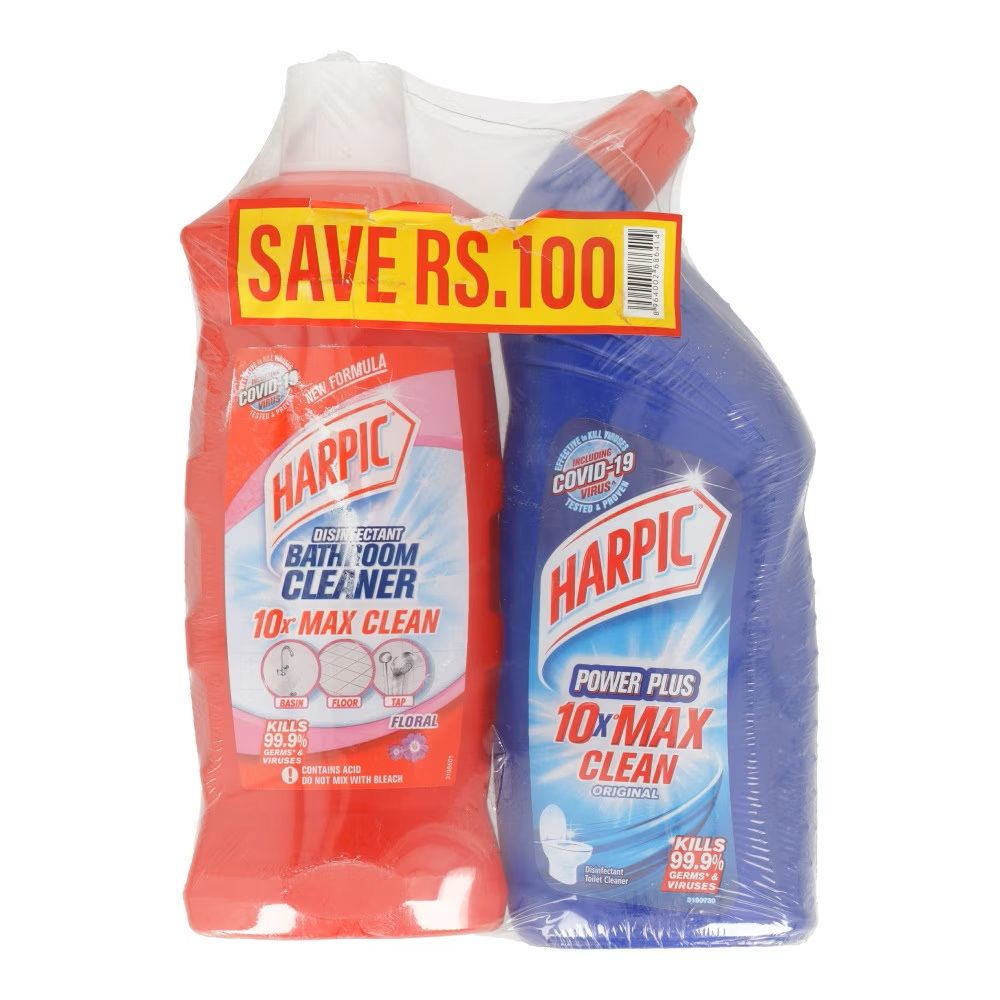 Harpic (Bathroom Cleaner 1L + Harpic Power Plus Clean Original 1L) 1 Set