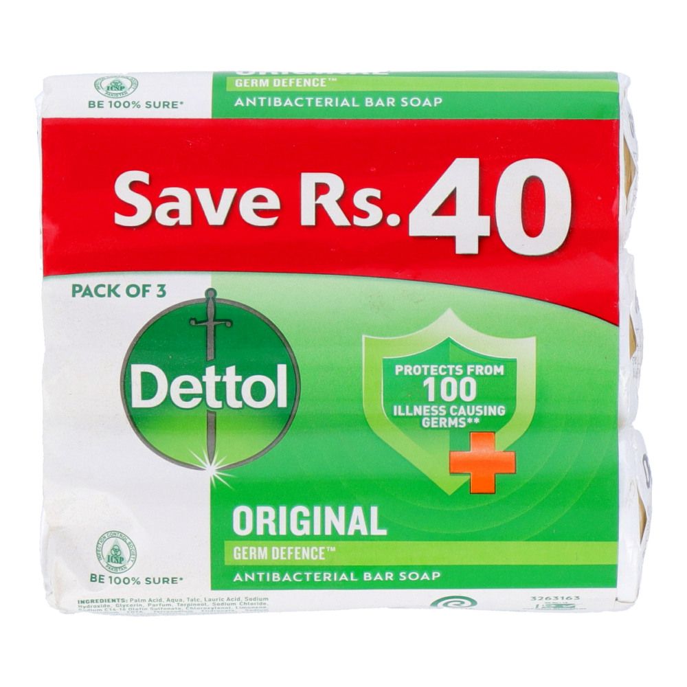 Dettol Antibacterial Bar Soap Packet 3 x 170g