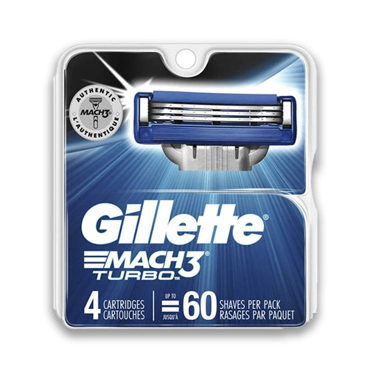 Gillette Mach 3 Turbo System Cartridge Razor 4 Piece Pack