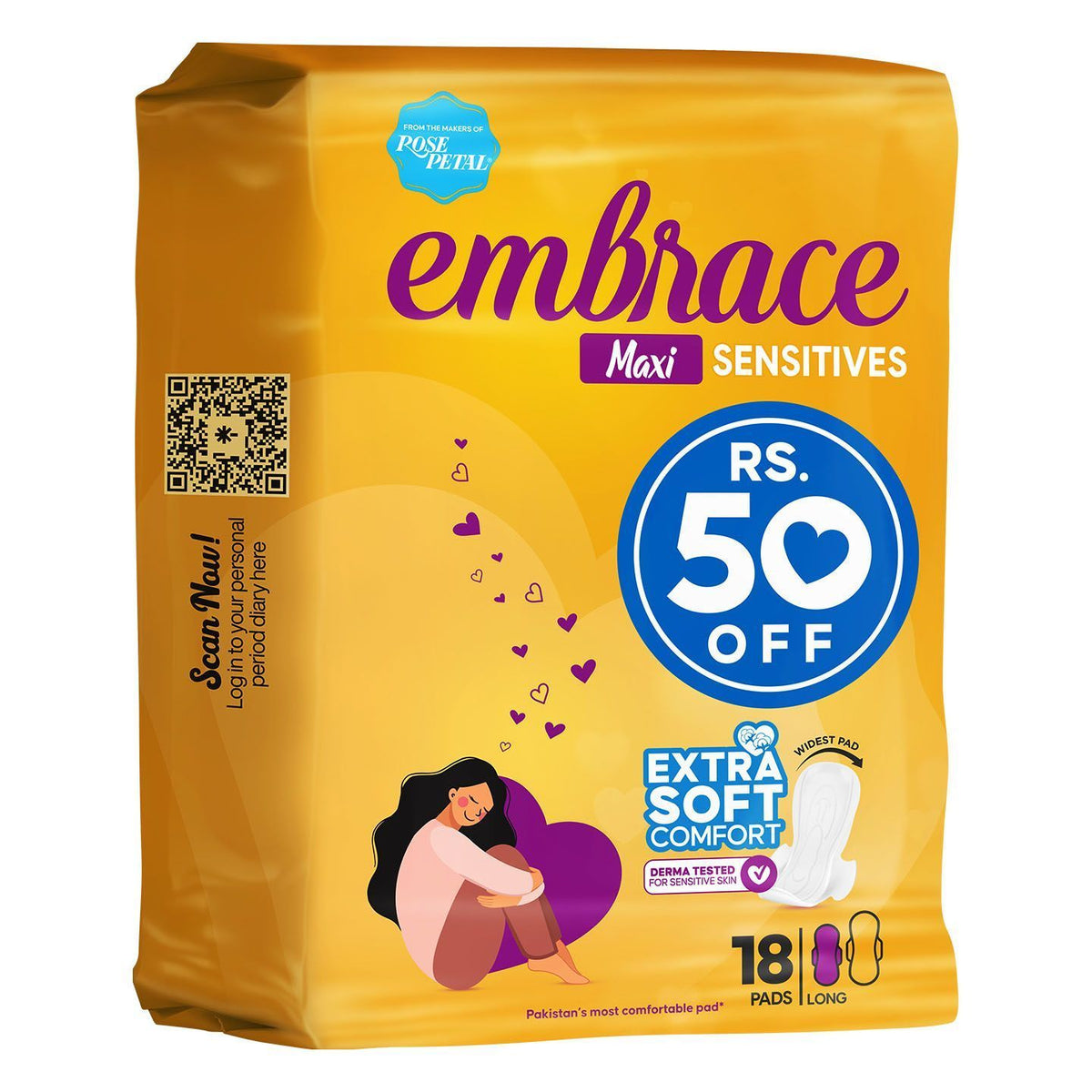 Embrace Sensitives Value Pack Maxi Large Pad 18 Piece Pack
