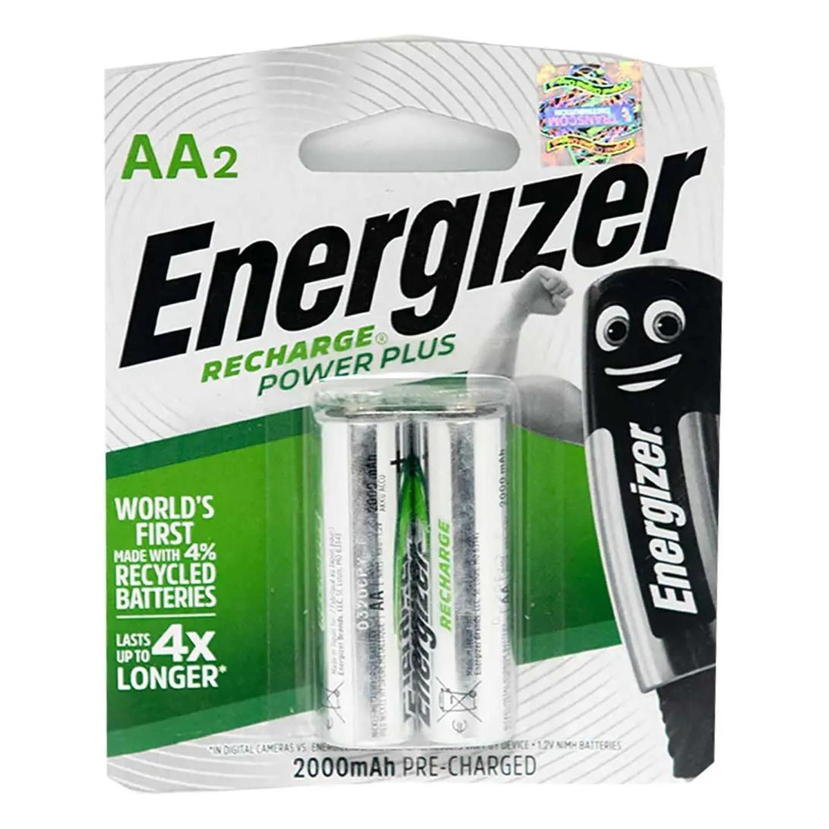 Energizer Recharge Powder Plus White Battery 2000mah 2 Pieces