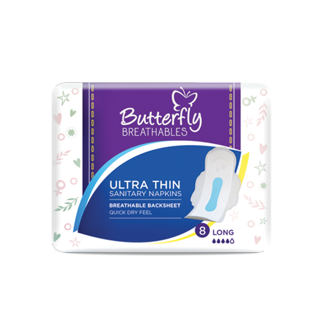 Butterfly Breathables Pads Large Dry Mesh 8 Piece Pack