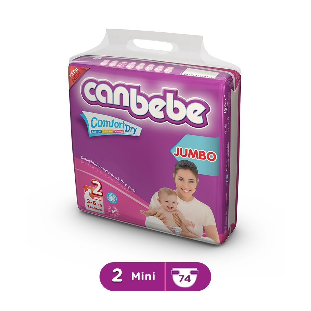 Canbebe Baby Diaper Mini Jumbo Size 2 (3-6kg) 70 Pieces