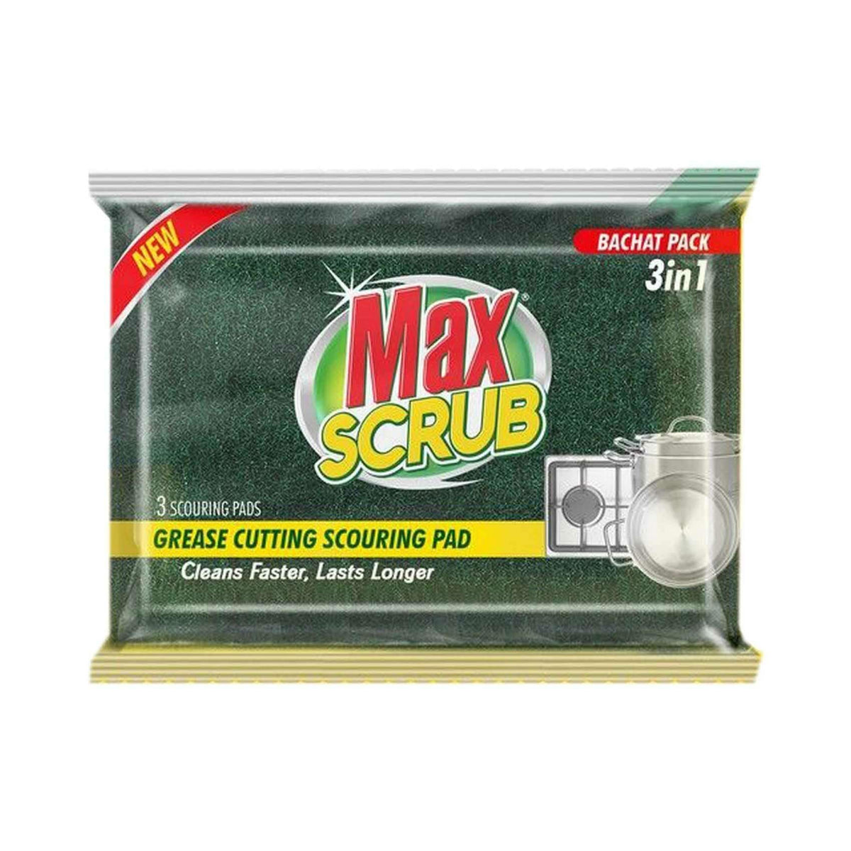 Max Scrub Scouring Pad 3 in 1 Bachat 1 Packet