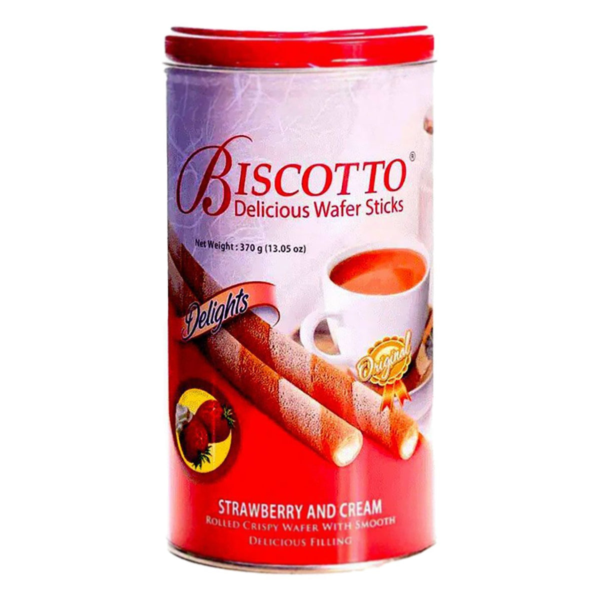 Biscotto Wafer Sticks Strawberry Cream Tin 370g