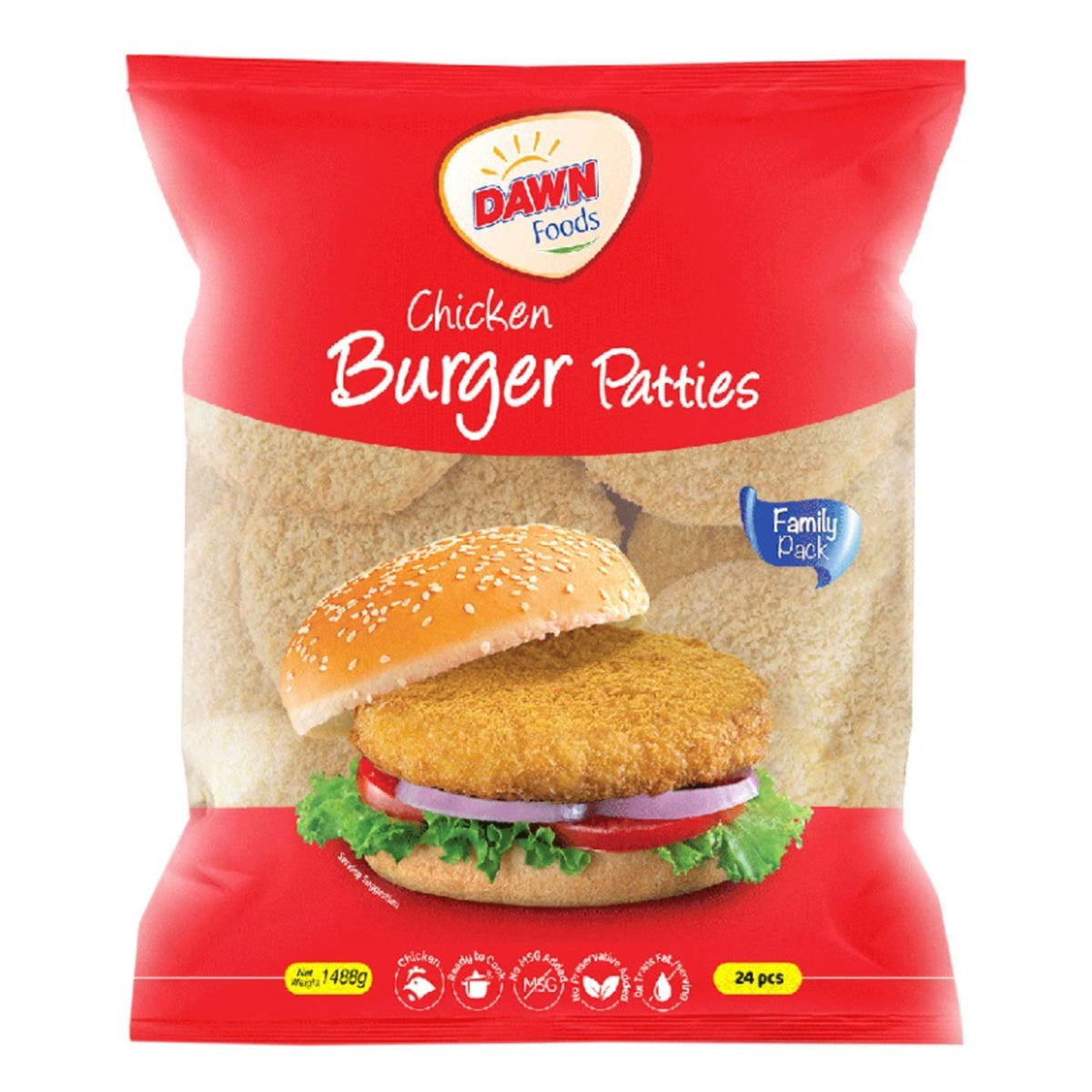 Dawn Foods Chicken Burger Patties Family Pack (24 Pieces) 1488g