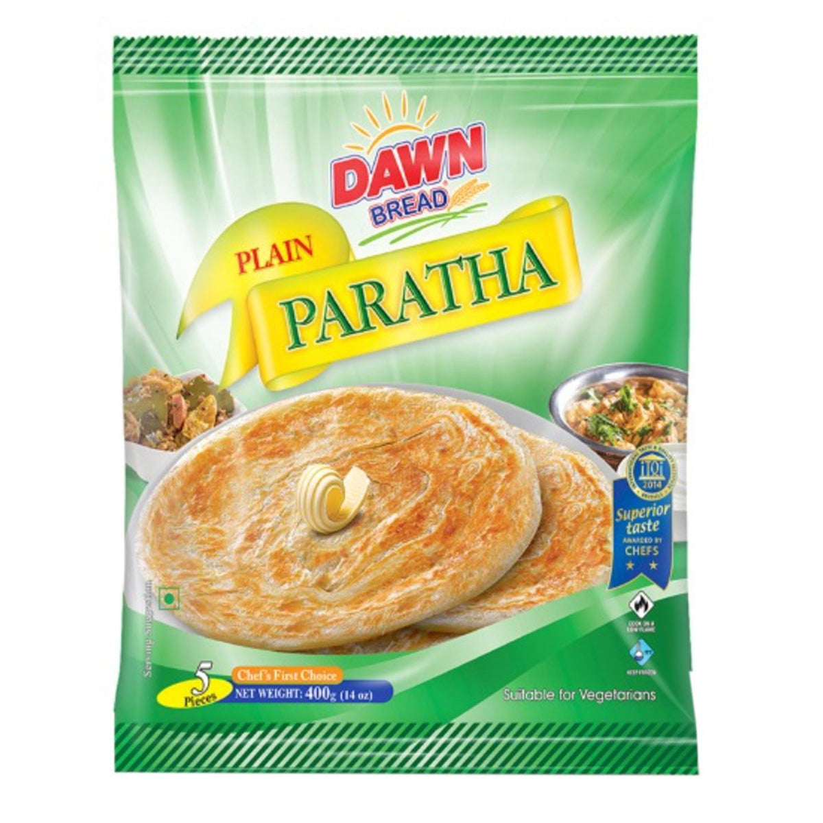 Dawn Foods Plain Paratha Regular Pack (5 Pieces) 400g