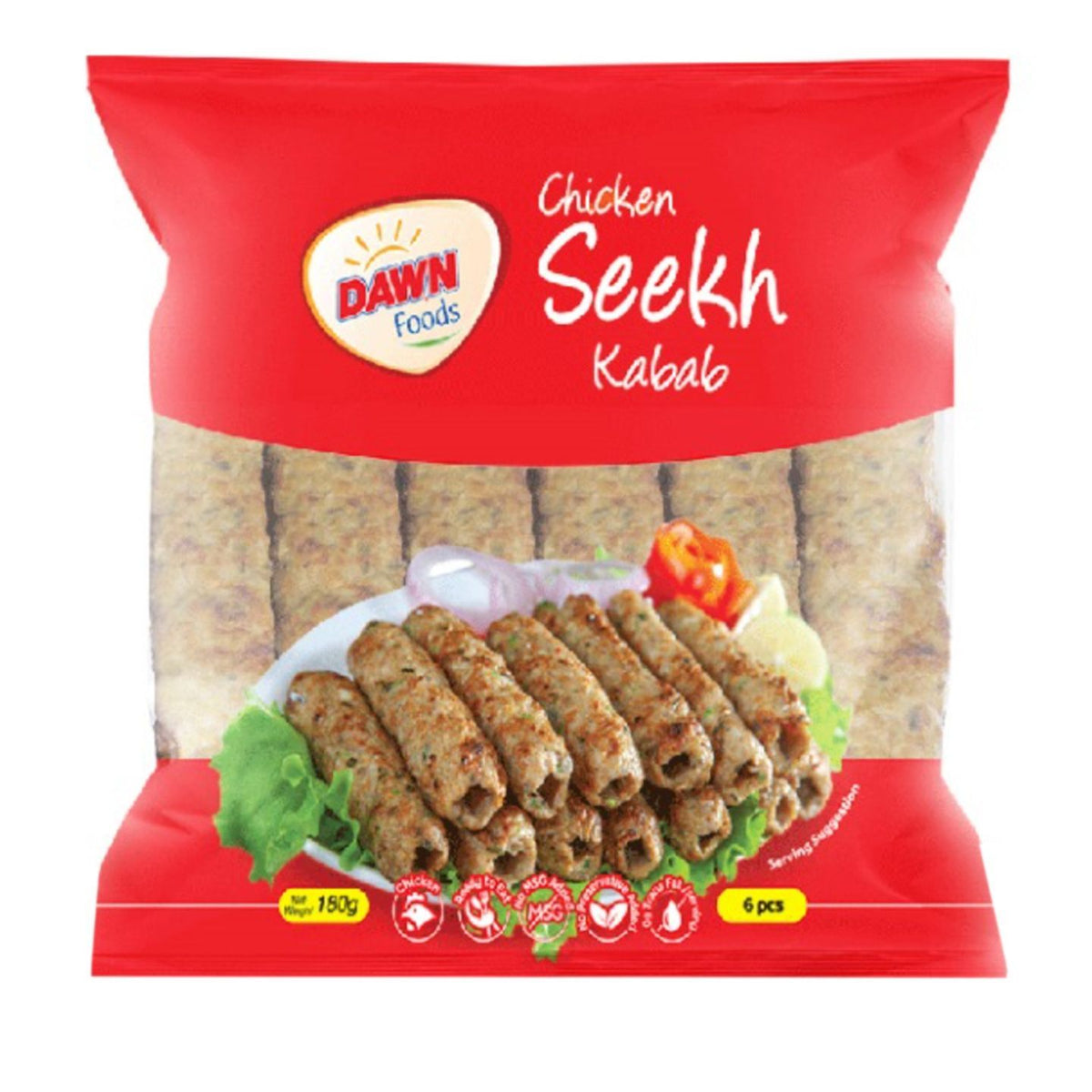 Dawn Foods Chicken Seekh Kabab Regular (Pack 6 Pieces) 180g