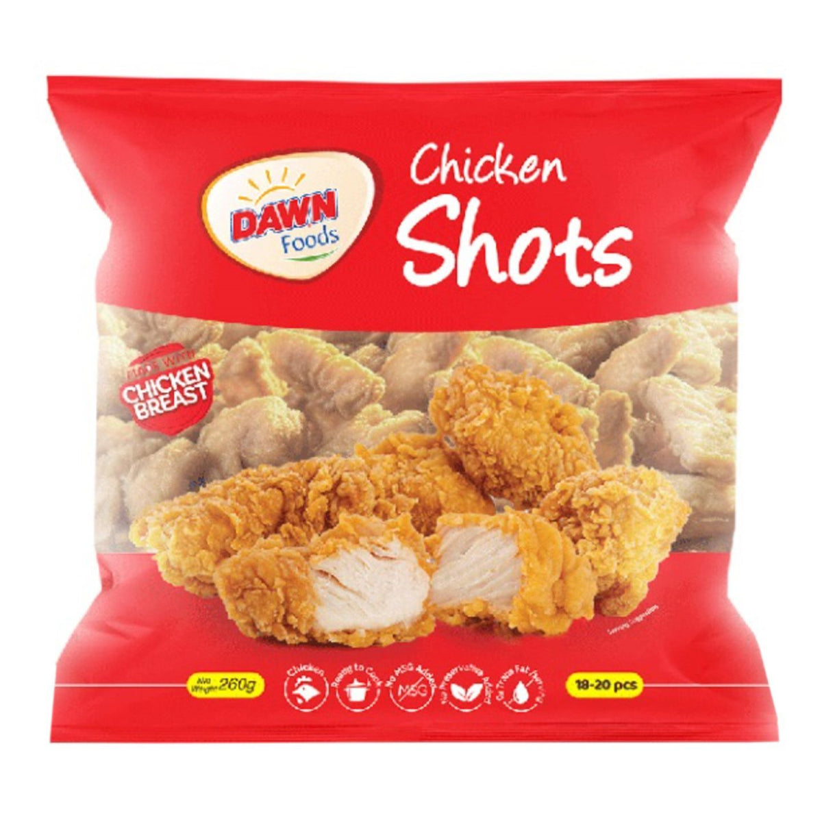 Dawn Foods Chicken Shots Regular Pack (18 - 20 Pieces) 260g
