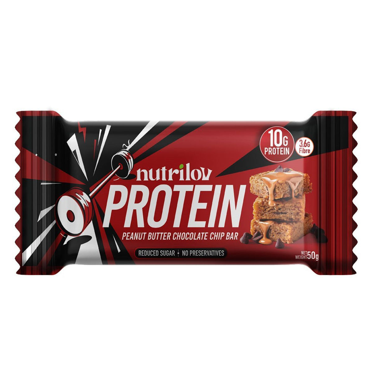 Nutrilov Protein Peanut Butter Chocolate Chip Bar (10g Protein) 50g