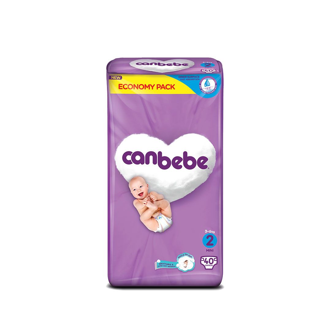 Canbebe Baby Diapers Mini Size 2 (3 - 6Kg) 40 Piece Pack