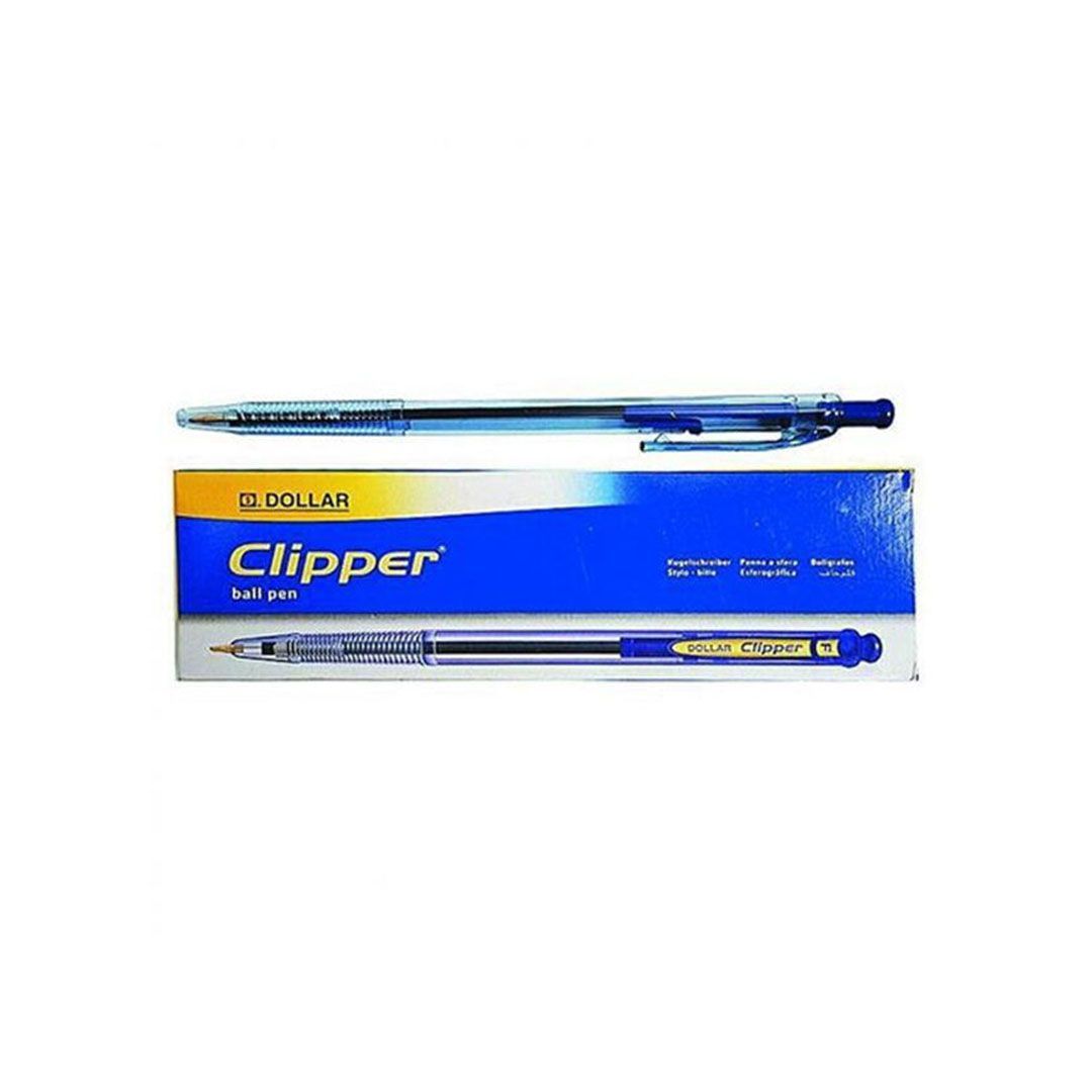 Dollar Blue Clipper Ball Pen 10 Pieces