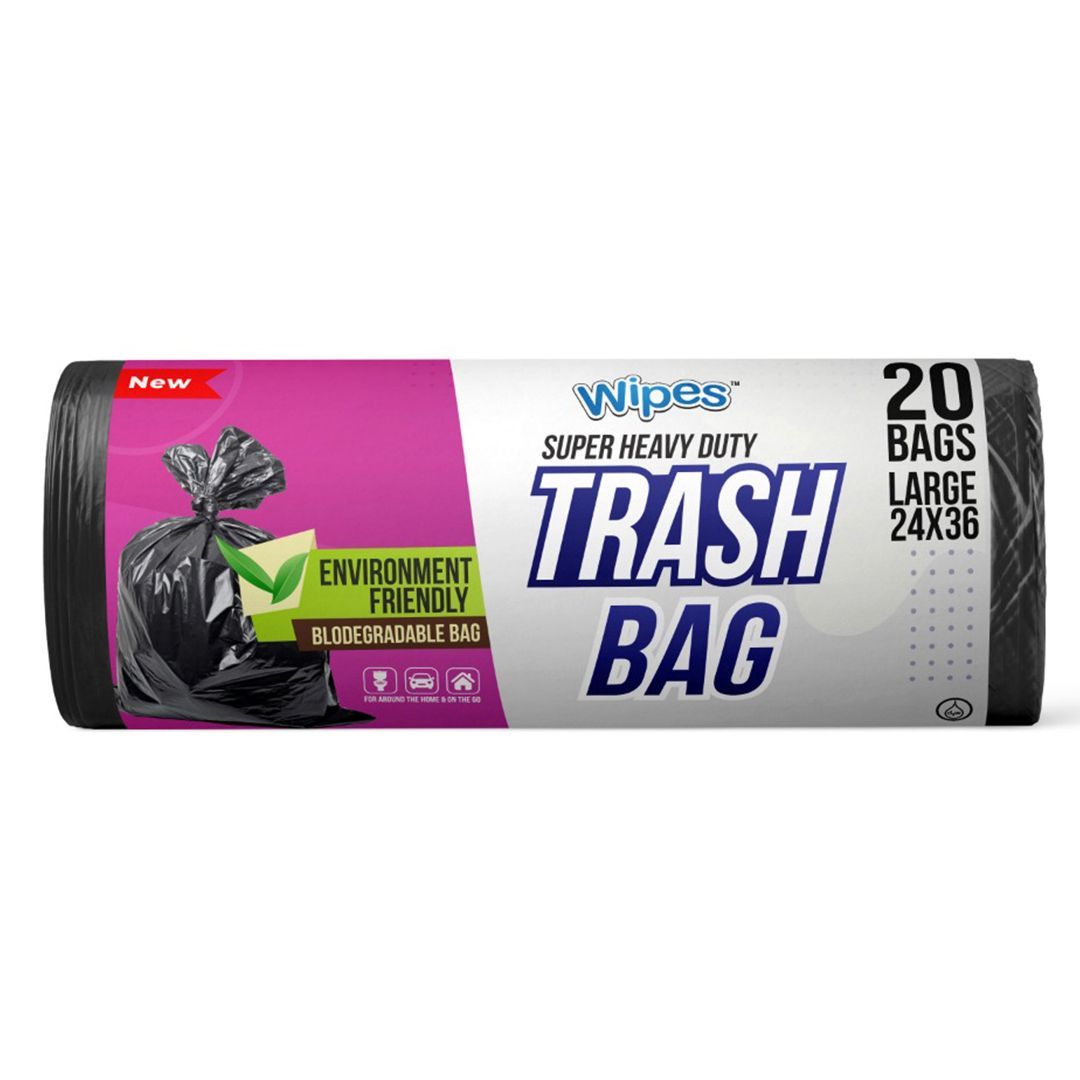 Wipes Forceflex Large Trash Bags Rolls (24" x 36") 20 Bags