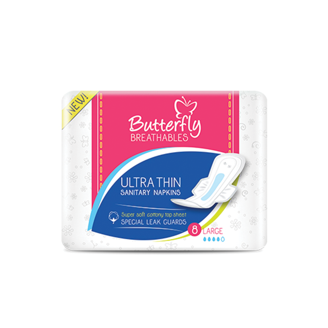 Butterfly Breathables Pads Large Super Soft 8 Piece Pack