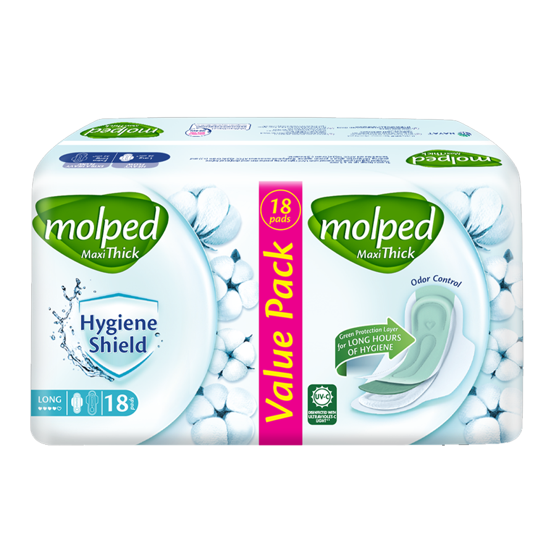 Molped Maxi Thick Hygiene Shield Value Pack Long 18 Pieces
