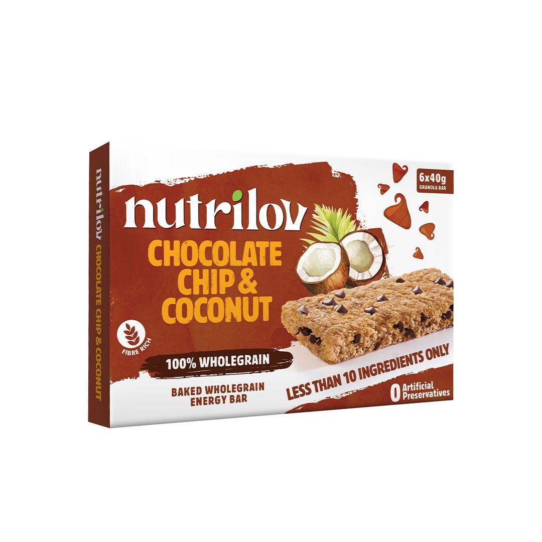 Nutrilov Chocolate Chip & Coconut Granola Bar 6 Piece Box