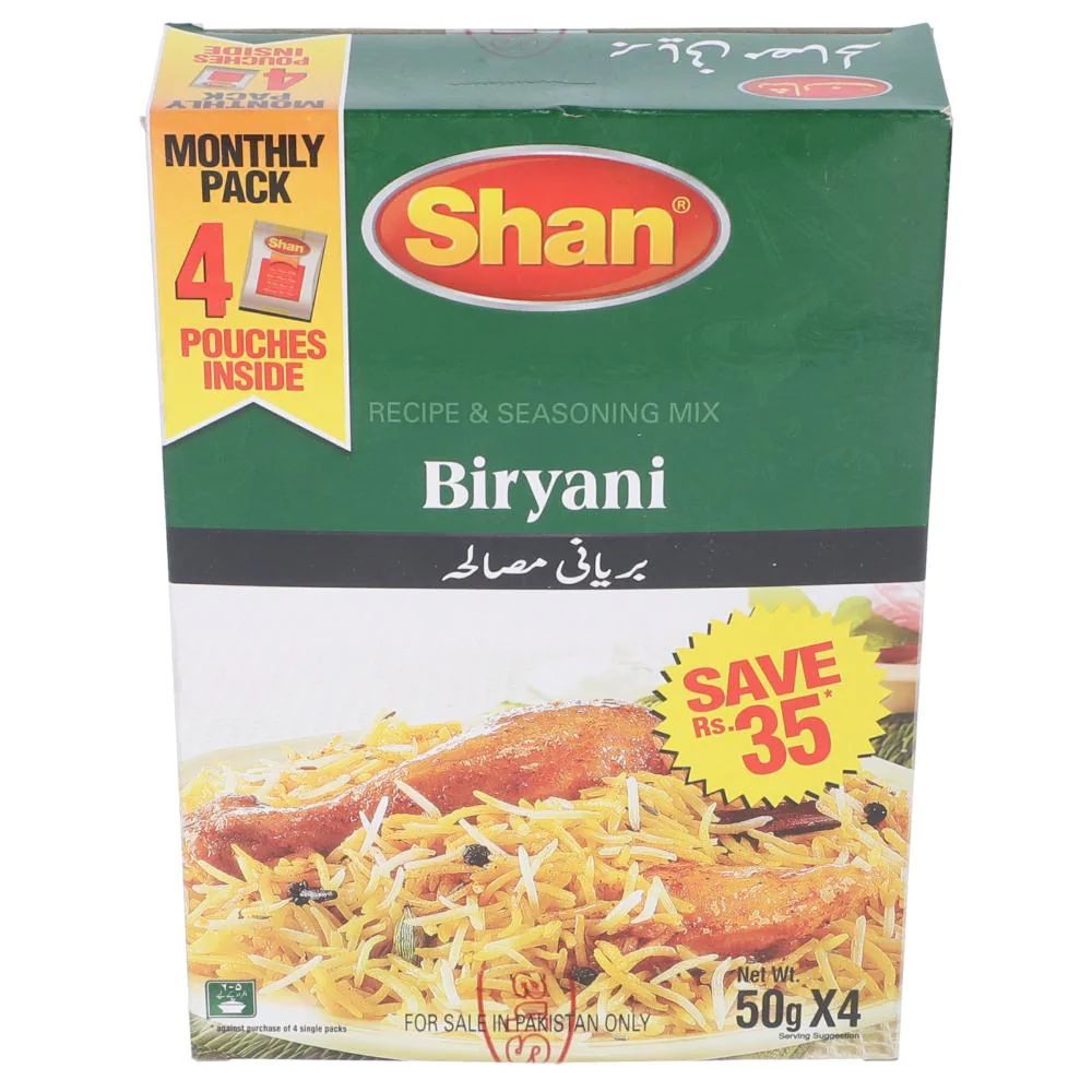 Shan Biryani Masala Monthly Packets 4 x 50g