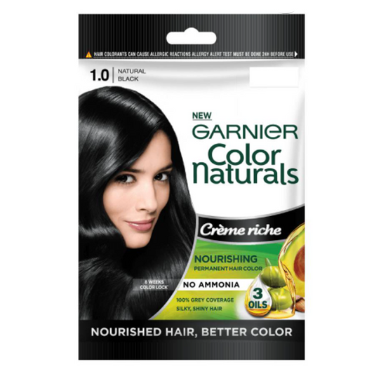 Garnier Color Natural Permanent Hair Colour Natural Black 1.0 1 Packet