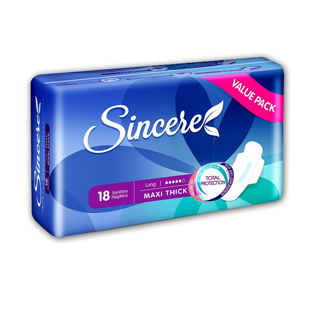 Sincere Pads Maxi Thick Long 18 Piece Pack