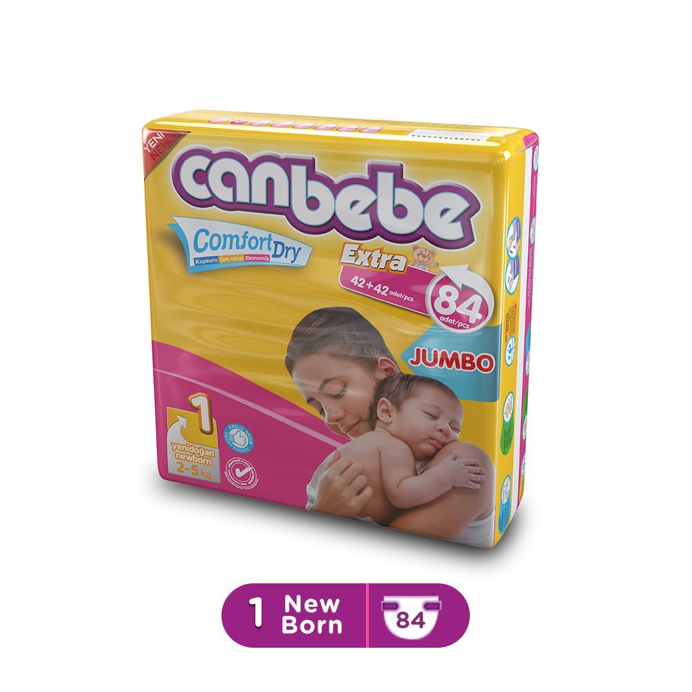 Canbebe Baby Diaper Jumbo Newborn Size 1 (2-5kg) 84 Pieces