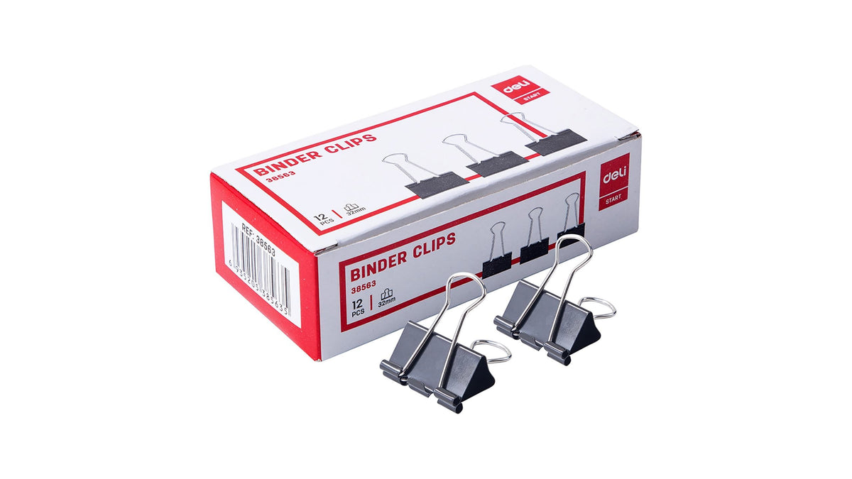 Deli Black Binder Clips 32mm 1 Piece
