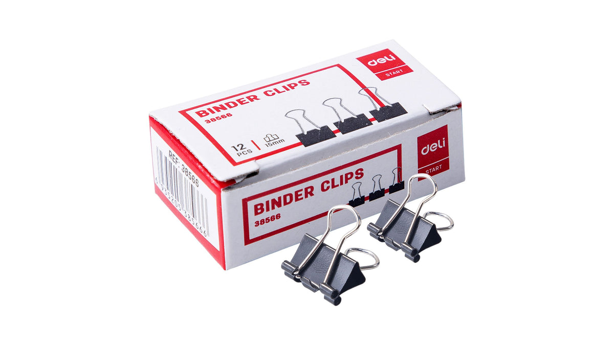 Deli Black Binder Clips 15mm 1s